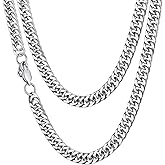 ChainsHouse Men Thick Cuban Chain Necklace, Stainless Steel/Black/Gold Plated Miami Cuban Necklace, 3/5/7/10/13.5MM Width, Hip Hop Mens Jewelry 18"-30", Send Gift Box