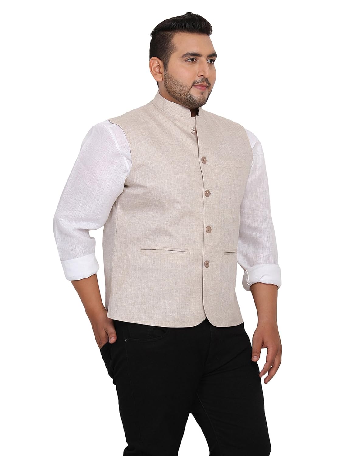 john pride men beige coloured nehru jacket (sizes: 2xl- 5xl)