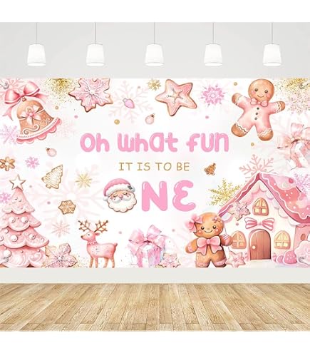 MEHOFOND Weihnachts-Fotohintergrund – Lebkuchenhaus-Design, 3x2,1 M, Rosa, Aus Polyester