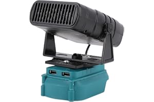 Depisuta Portable Electric Heaters, 200W Portable Car Heater and Defroster, Battery Powered Space Heater with 2 USB Outputs, 