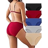 Buankoxy Womens Seamless Underwear High Cut Panties No Show Comfortable Full Coverage Cheeky 5 Pack