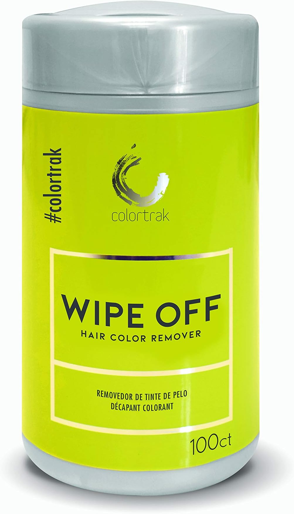 Colortrak Hair Color Remover Wipes Dispenser, Moist, Non-irritating Towelettes, Formulated with Aloe, Easily Remove Hair Color Stains from Skin, Convenient Canister, 100 Wipes
