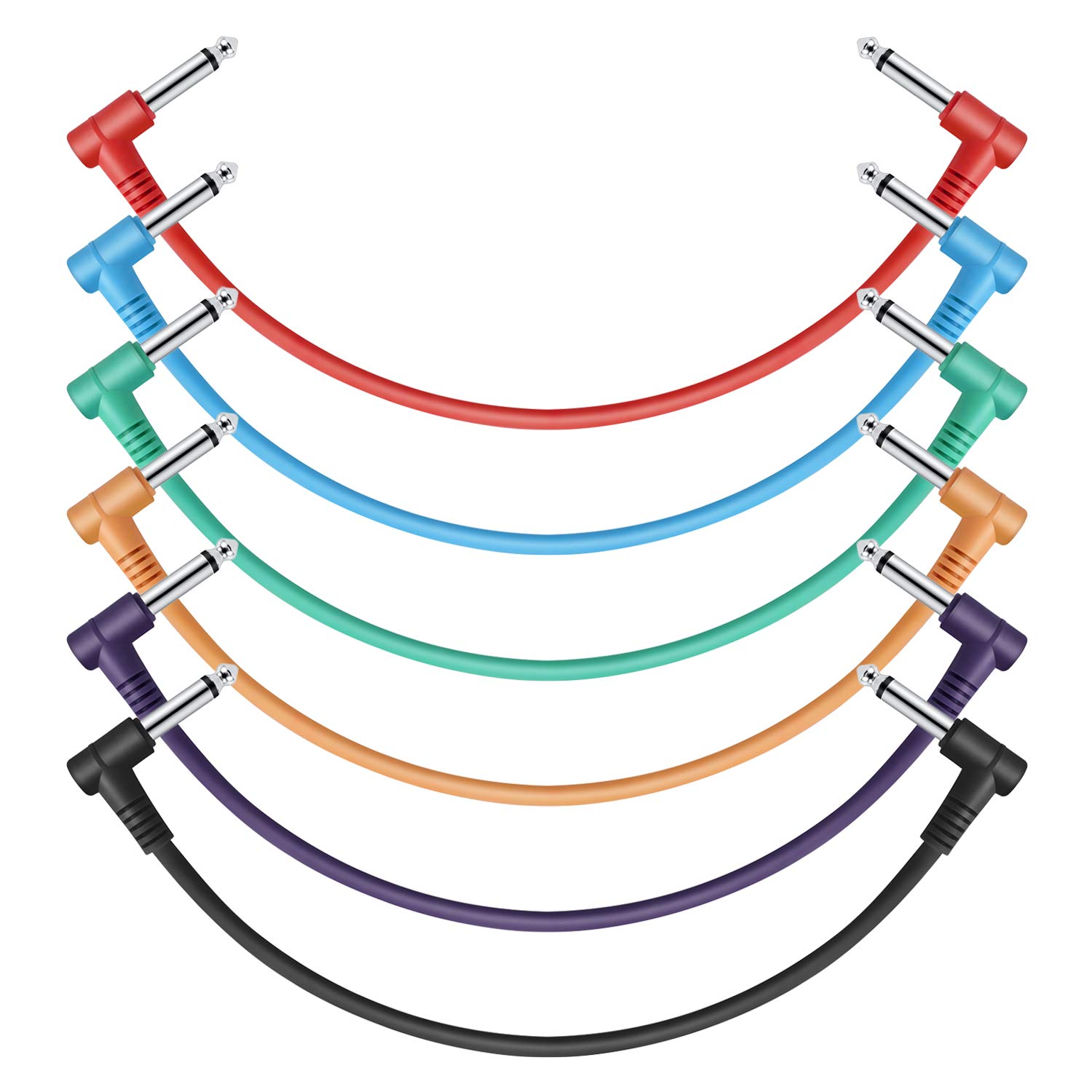 Donner 12 Inch Guitar Patch Cable Colored cable 6-Pack