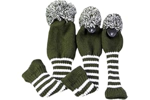 3pcs Golfs Club Head Covers Knitted Styles Headcover Leisure for Driver Protecting and Longevity Soft Acrylic