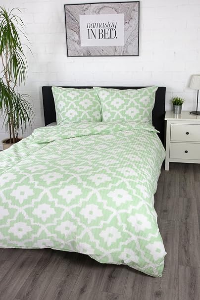 jilda-tex Seersucker Bettwäsche Ornamentic Ikat 135x200 cm 100% Baumwolle Sommerbettwäsche Verschiedene Größen und Farben (Gr