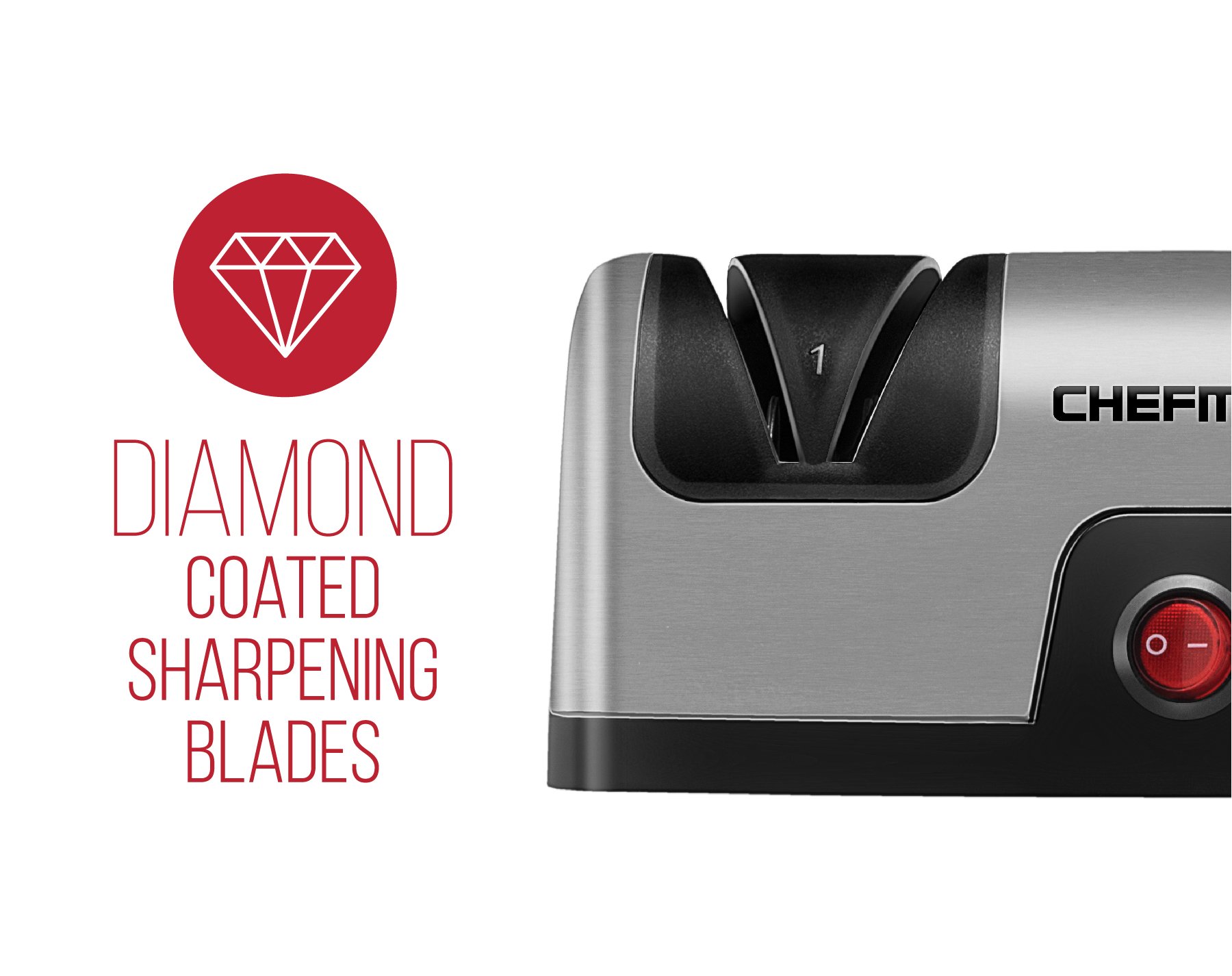 Chefman Electric Knife Sharpener, 2 Stage Diamond Coated Sharpening