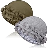 MLTUARG 2 Pcs Satin Lined Turban With Long Twist Straps, Silky Head Wraps for Men, Halo Head Scarf for Hair