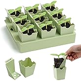 GREENBAZZAR Seed Starter Tray, Dual-Purpose Handles for Transplanting & Labeling, 9 Deep 2.3 in Cells, Extra-Thick Reusable Germination Kit, for Indoor, Outdoor & Greenhouse Use