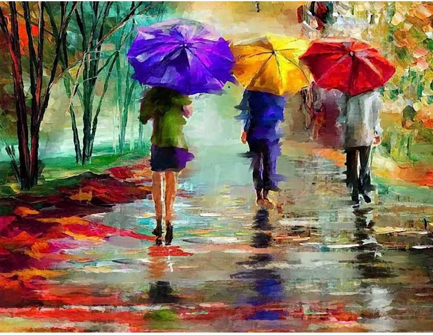 llzlhz 5D Diamond Painting Oil Painting Color Umbrella, Painted by Digital kit for Adults, Diamond Art for Adults, DIY Crystal Craft Full Diamond Cross Stitch Decoration