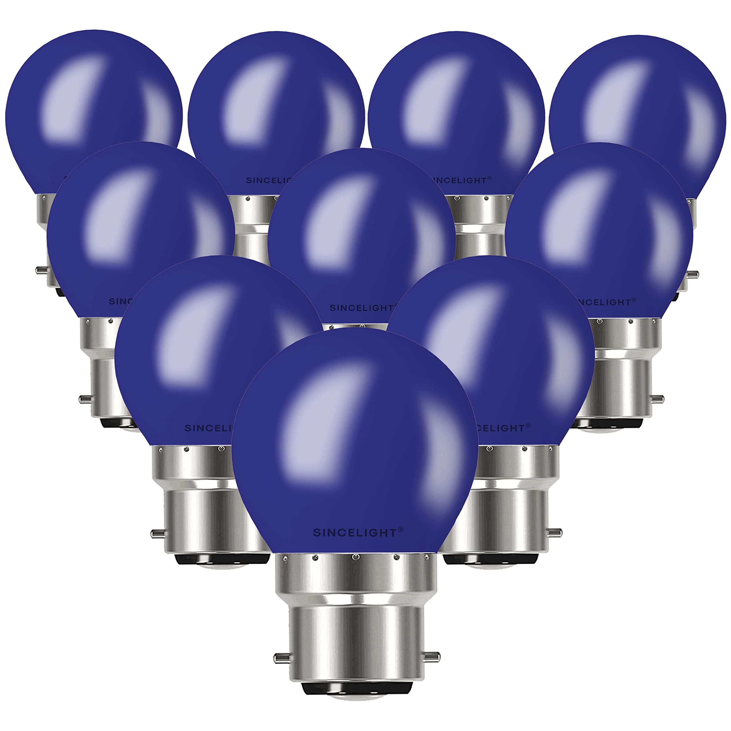 SINCELIGHT B22 LED Blue Coloured Bulbs 1W Festive Decorative Garden Party Light,Pack of 10