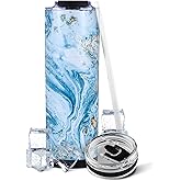 Ice Shaker Insulated Stainless Steel Tumbler | 20 oz, Blue Marble | 24+ Hours Cold & 6+ Hours Hot | Removable Straw and Drink Spout | Odor-Free Tumbler Cup Water, Coffee, Tea, Smoothies, Cocktails