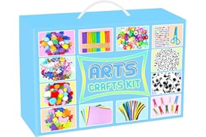 BNUZEIYI 2000 PCS Arts and Crafts Supplies for Kids All-in-1 Craft Kit with Pipe Cleaners Craft Box Set DIY Crafting Supply School Supplies Toys Gifts for Girls Boys Ages 4-6, 6-8, 8-12, Blue