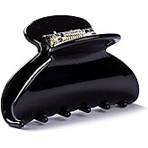 Prettyou Handmade Celluloid Acetate French Design Barrettes Tortoise Shell Claws Hair Claw Luxury Fashion Accessories Hair Clip for Women (Classic black)