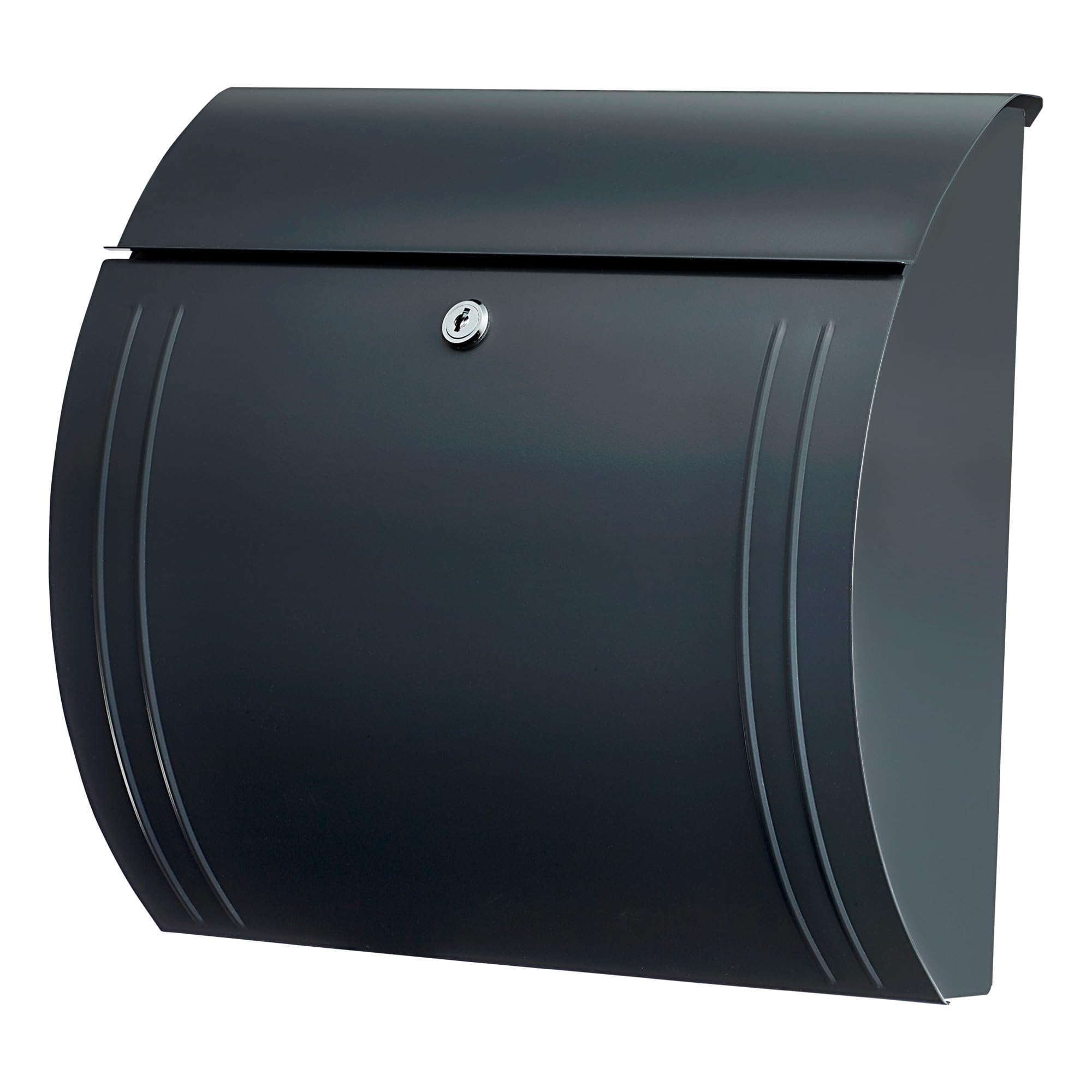 Burg-Wächter Letterbox with Opening Stop, A4 Size, Galvanised Steel, Modena 857 Ant, Charcoal Grey