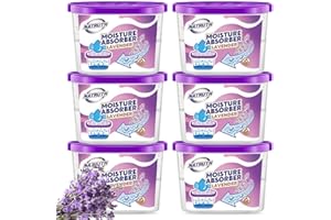 NATRUTH Moisture Absorbers 10.5OZ*6-Pack With Lavender Scent,Portable Closet Dehumidifier, Odor Eliminator Absorber Bucket,Humidity Absorber,Cleaner Air Dehumidifier for Closet,Bathrooms, Boats