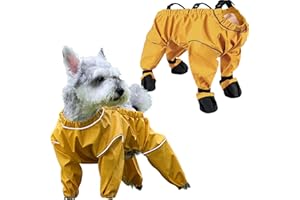 Dog Snowsuit with Attached Boots, Waterproof Anti-Slip Dog Leggings with Adjustable Suspenders, Dirty-Proof Paw Protector Pan