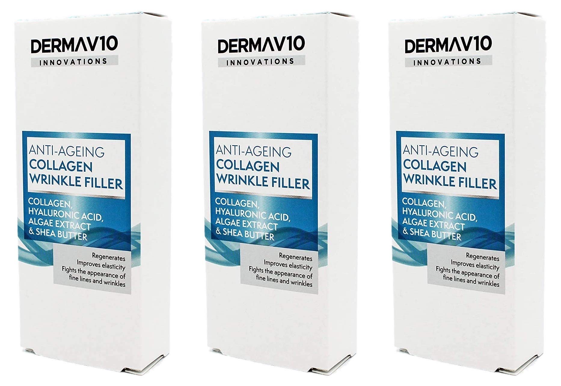 Derma V10 Anti-Ageing Collagen Wrinkle Filler With Hyalauronic Acid, Algae Extract & Shea Butter (3 Pack)