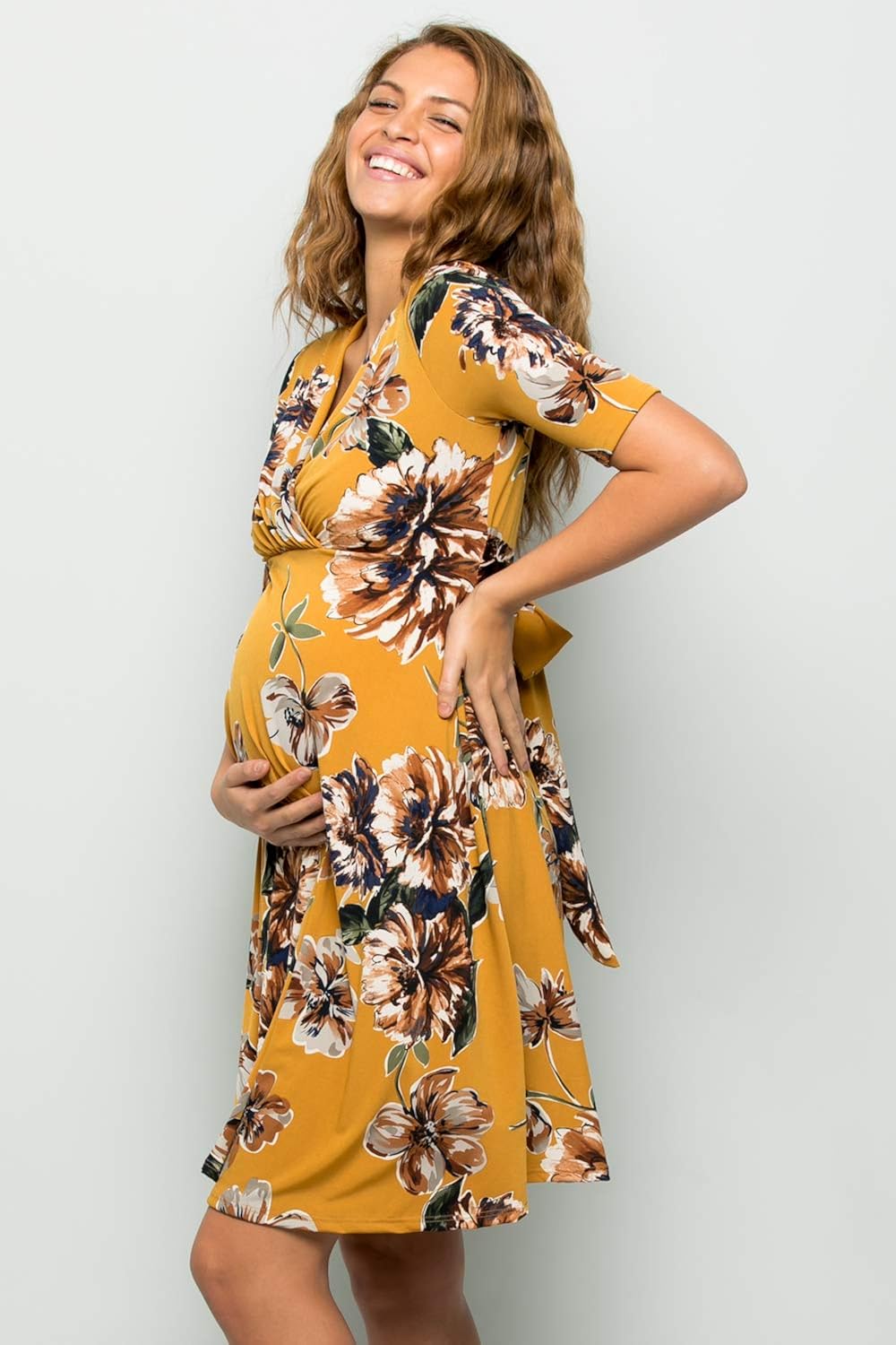My Bump Women's Overlay Printed Baby Shower Nursing Maternity Wrap Dress at  Women’s Clothing store