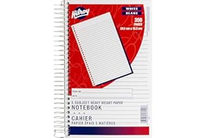 Hilroy 5-Subject Stenographers Coil Notebook, 6" x 9.5" Sheet Size, Heavy Weight Wide Ruled Paper, 350 Pages/175 Sheets (5314