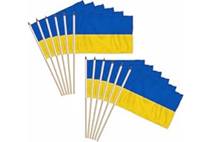 INFINITY REPUBLIC Ukraine 12x18in Stick Flag - 1 dozen pack
