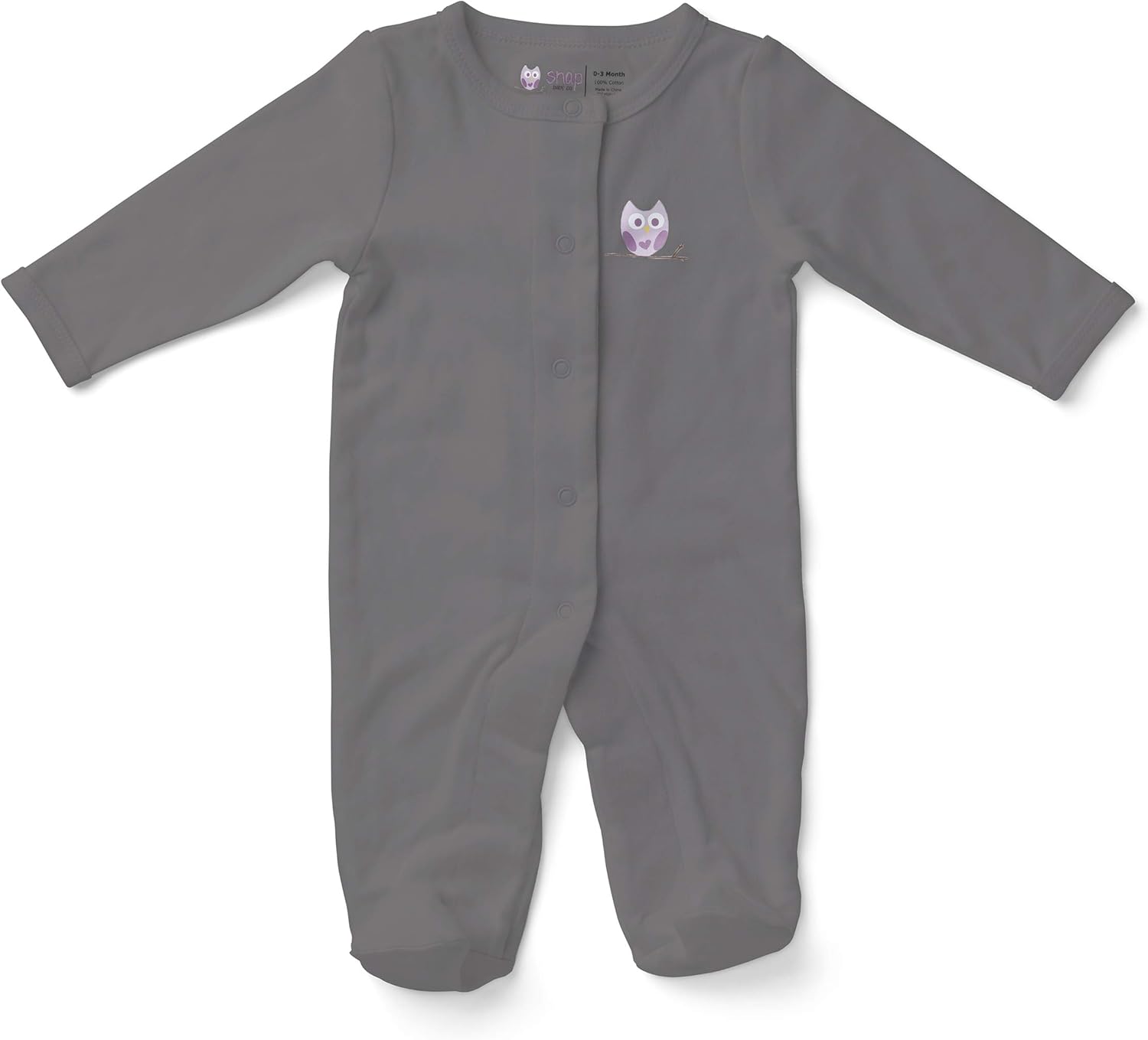 Snap Baby Company Closure Infant Sleeper Footie, Owl Design