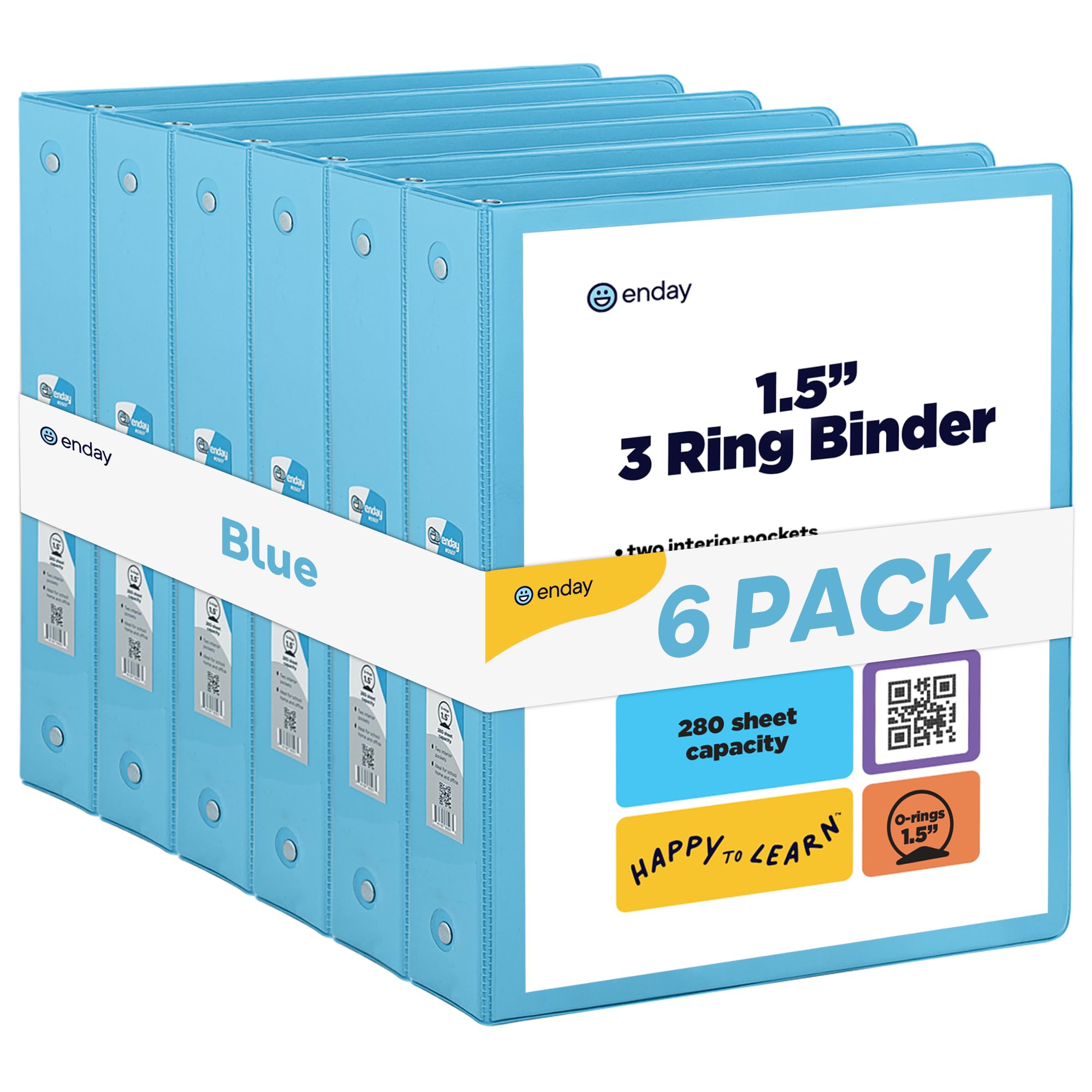 Photo 1 of 3 Ring Binder Blue, 1.5 Inch Clear View Cover with 2 Inside Pockets Binder, Colored School Supplies 1 ½ Inch Round Ring Binders, Also Available in Red, Pink, Purple, Green, and Grey (6 PC) – by Enday