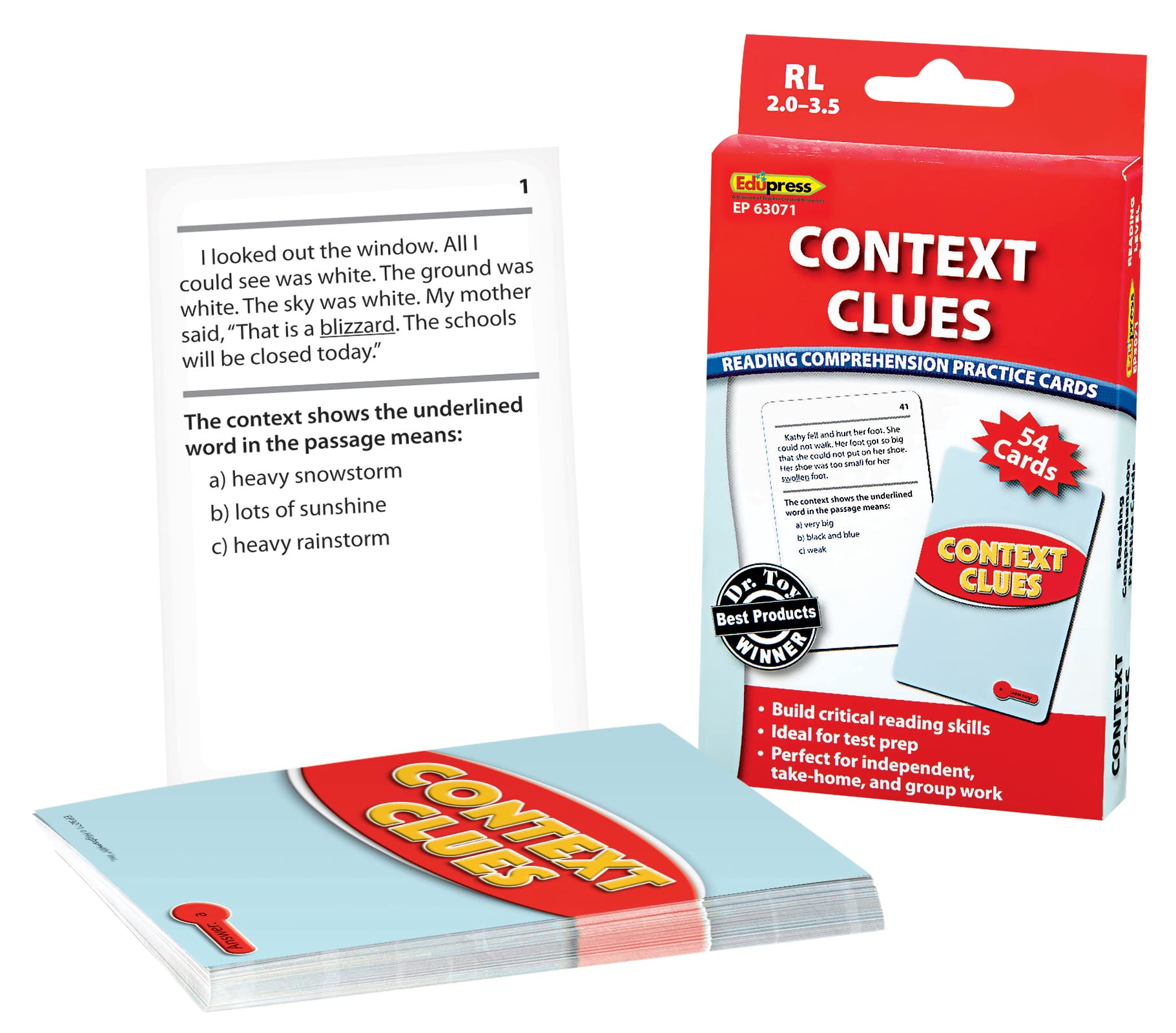 Edupress Reading Comprehension Practice Cards, Context Clues, Red Level (EP63071) — image 1