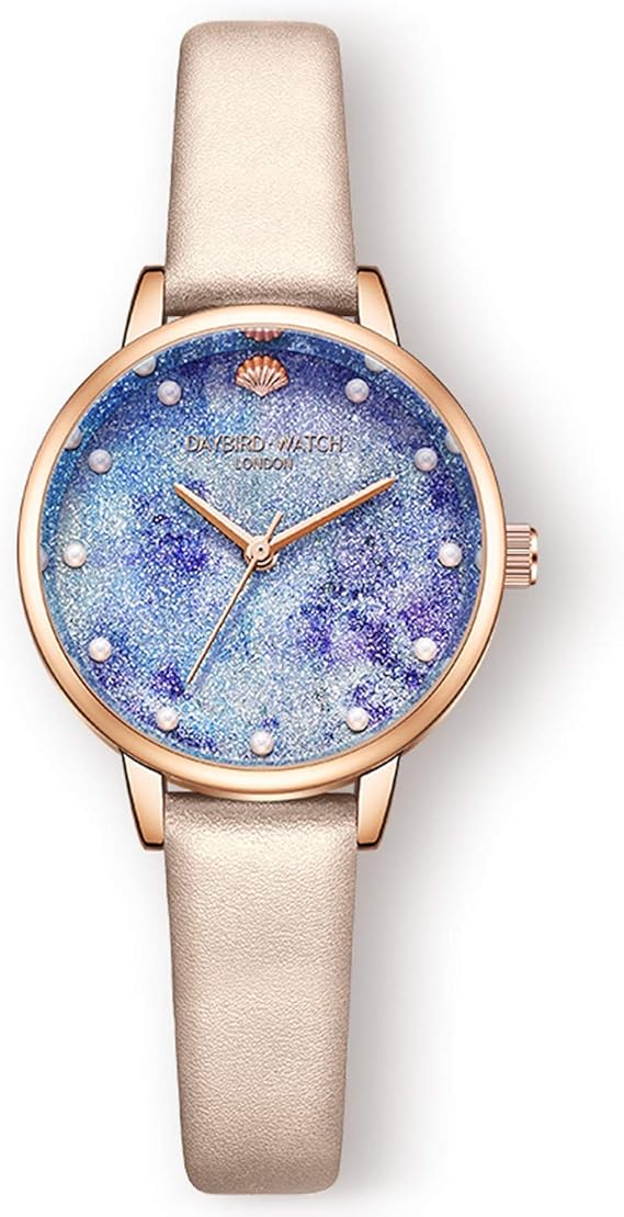 Amazon Rorios Watch 腕時計 レディース 人気 防水 人魚ブルー 貝 真珠 キラキラ 文字盤 海洋テーマ おしゃれ かわいい ウォッチ 日本製クオーツ ローズゴールド メッシュバンド 革ベルト 時計 通勤 通学 人魚ブルー 革ベルト 腕時計 腕時計 通販