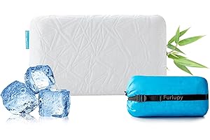 Furlupy Small Gel Memory Foam Camping Pillow Travel - Contoured Support -Compressible Pillow Ideal for Backpacking, Camping, Travel, Car, Airplane,Office Nap