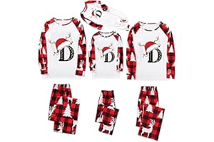 Family Christmas Pajamas Sets 2025 A-Z Letter Alphabet Xmas Holiday Pjs Matching Christmas Family Pajamas