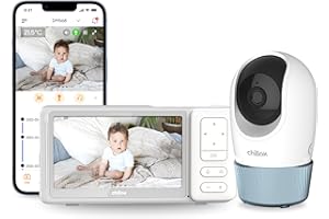 CHILLAX DM568 Video Baby Monitor – 2K QHD Baby Monitor with Camera and Audio w/Remote Pan‑Tilt‑Zoom, 5″ 720p Color Screen, Auto Dimming LED, Night Light & Sleep Trainer, Wi‑Fi/Non‑Wi‑Fi Viewing