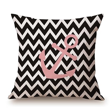 Amazon Com Misshow Nautical Chevron Pattern Anchor Pillow Cover