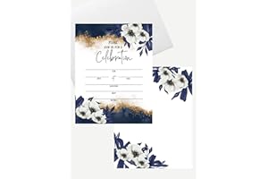 LM STUDIOZ (25) Pack Wedding Invitation Cards with Envelopes, Bonus Stickers Included, Rustic wedding invitations, Royal blue