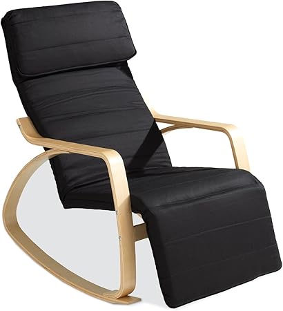 Home4you Schwingsessel Schaukelsessel Schaukelstuhl Schwarz Birkenholz Webstoff Amazon De Kuche Haushalt