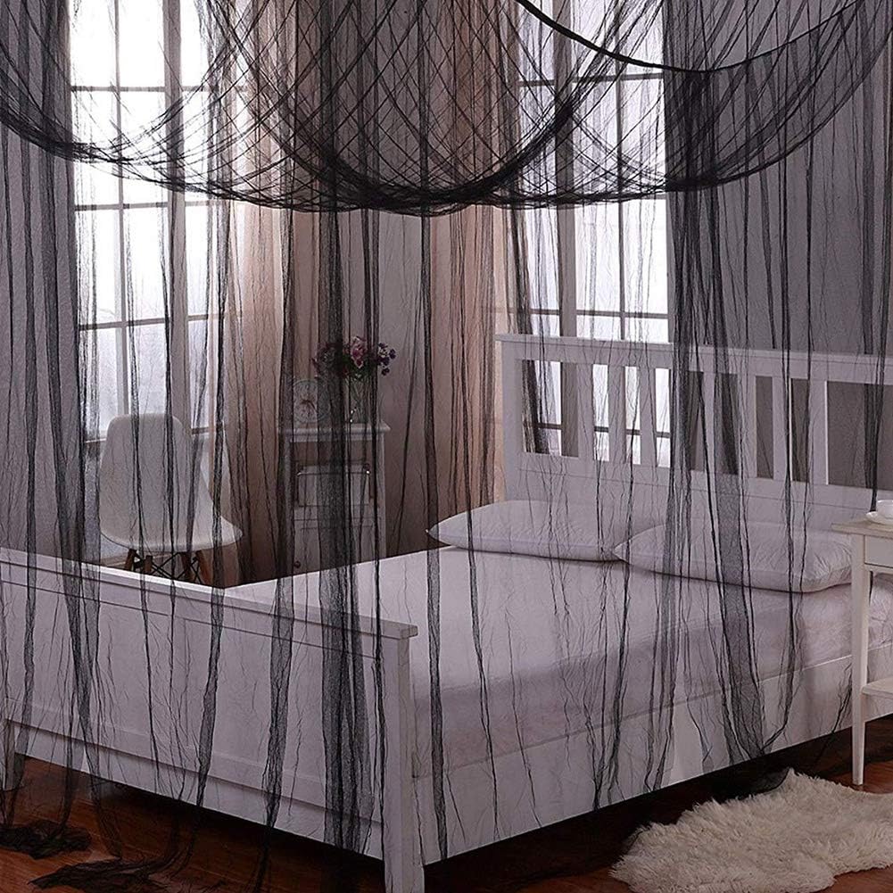 Twinkle Star 4 Corner Post Bed Canopy for Full/Queen/King Size Bed (Elegant Black): Home & Kitchen