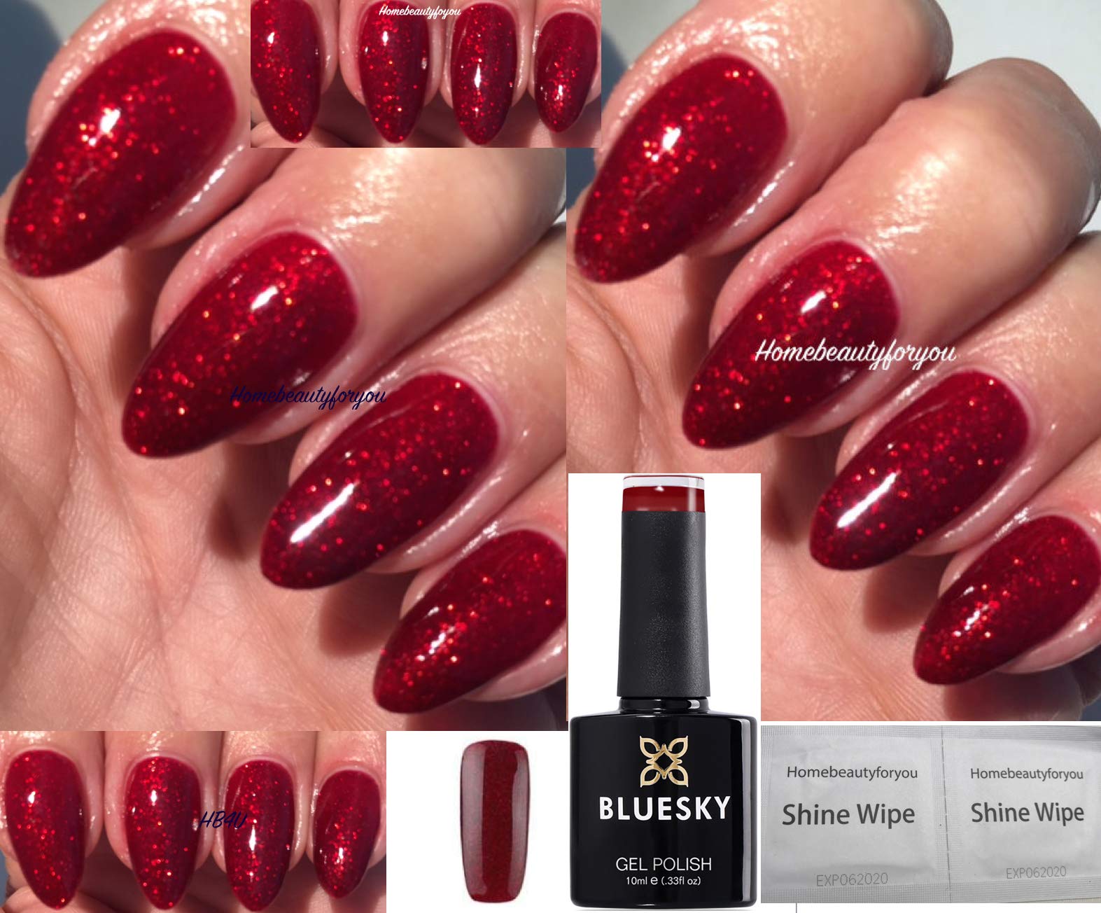 Bluesky Nail Gel Polish Red Flame Bright Red Glitter KS4010 UV LED Soak Off 10ml (Requires Drying under UV/LED Lamp)