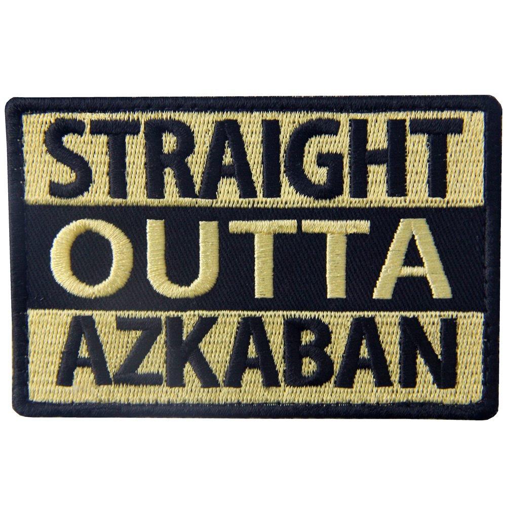 Tactical Straight Outta Azkaban Patch Military Badge Morale Aplique Embroidered Fastener Hook & Loop Emblem