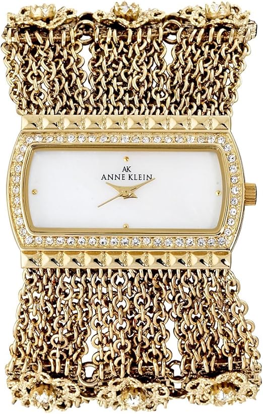 Amazon Com Anne Klein Women S mpgb Swarovski Crystal Accented Gold Tone Chain Bracelet Watch Anne Klein Watches