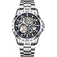 GLENAW Automatic Watches for Men - Mechanical Self-Winding,Skeleton Dial, 30 ATM Waterproof, with Stainless Steel Band,Wrist Watch - Men's Stylish Gift