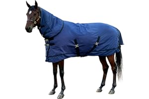 VORTEXAIN Horse Blankets Winter for Real Horses, 1200D Waterproof Poly Rain Sheets with Neck Cover Belly Wrap Tail Wrap Turnout Blanket, Horses Stuff Care Medium Large Weight Heavy Outdoor Clothes Blue 75 Inch