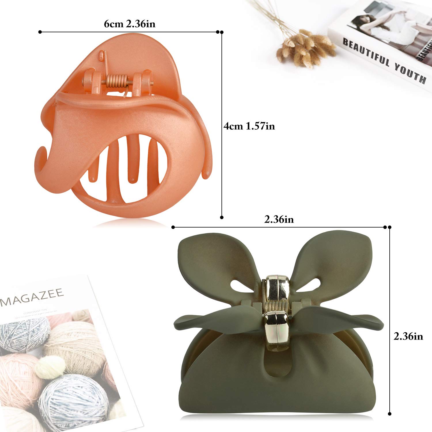 Hair Jaw Clips, Fascigirl 8PCS Medium Jaw Clips for Fine Hair Octopus Side Comb Clips for Women Matte Color Punch Claw Clip