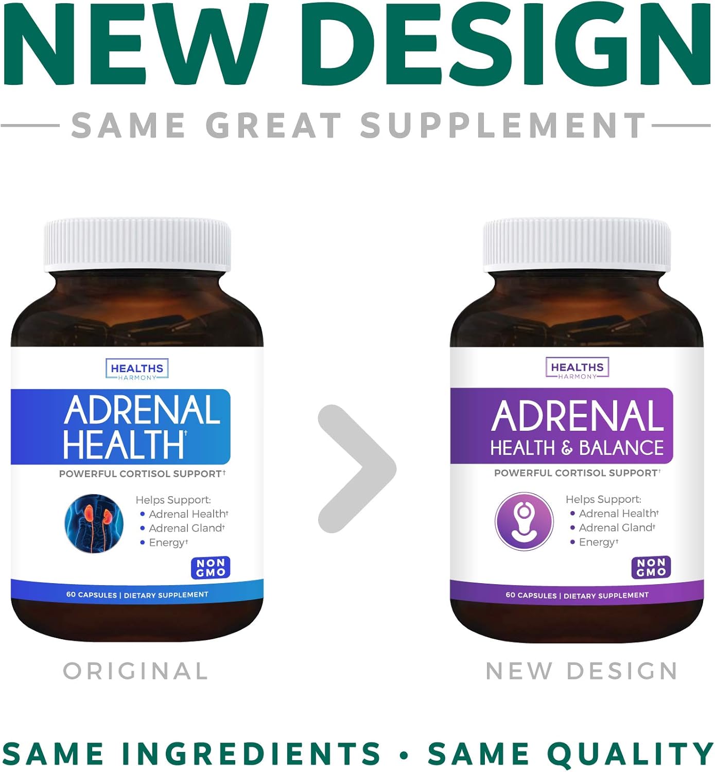 Adrenal Support & Cortisol Manager (Non-GMO) Powerful Adrenal Health with L-Tyrosine & Ashwagandha - Maintain Balanced Cortisol Levels & Stress Relief - Fatigue Supplement - 60 Capsules: Health & Personal Care
