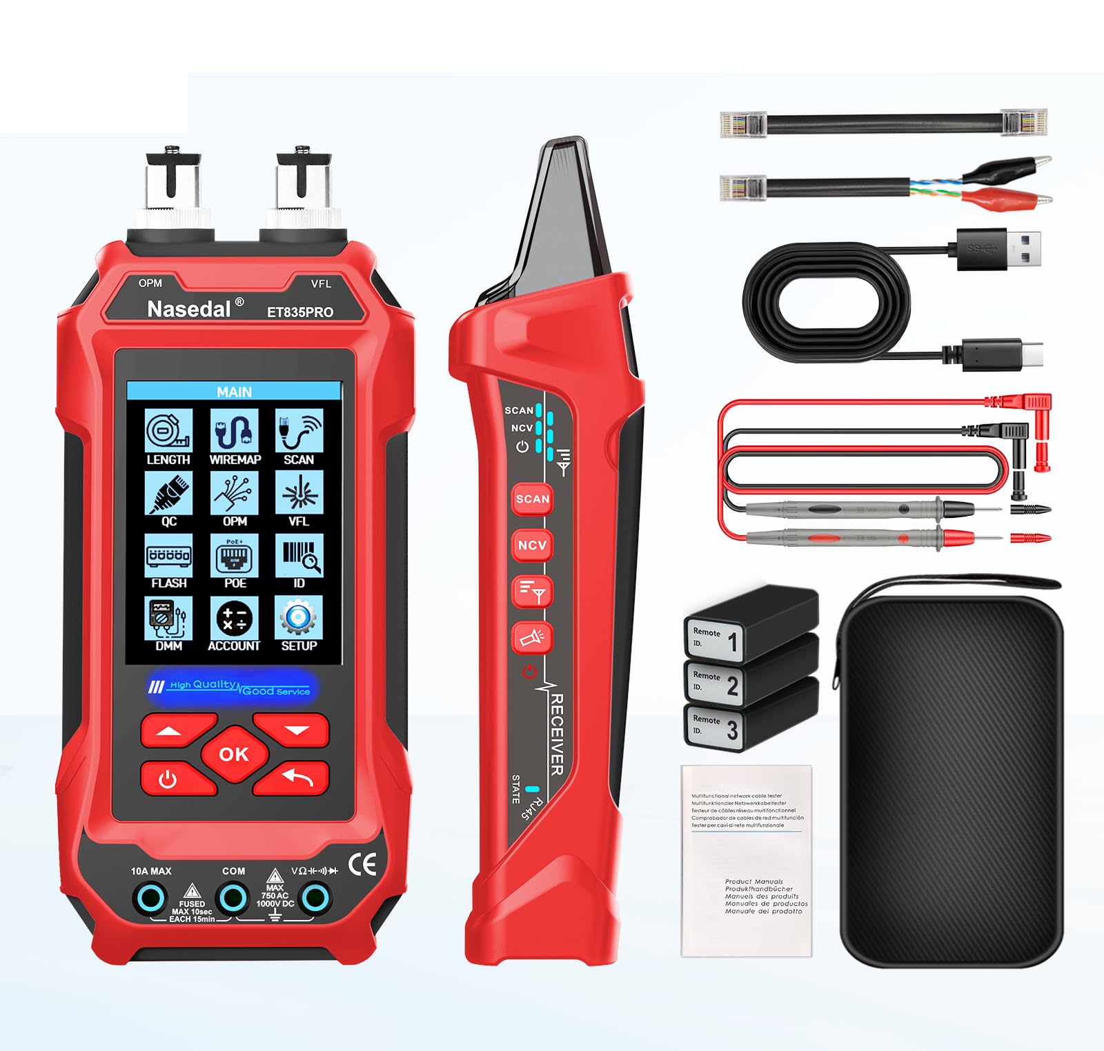 Photo 1 of Network Cable Tester Optical Power Meter VFL Multimeter 4 in 1,Wire Tracer Toner Generator RJ45 CAT5 CAT6 CAT7 CAT8 UTP STP QC Test Cable Length Cable Maping Cable Scan Port Flashng POE Tester