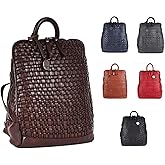 VILENCA HOLLAND 12.5 Inch Genuine Leather Backpack for Women and Men, Brown Leather Backpack with Adjustable Shoulder Strap