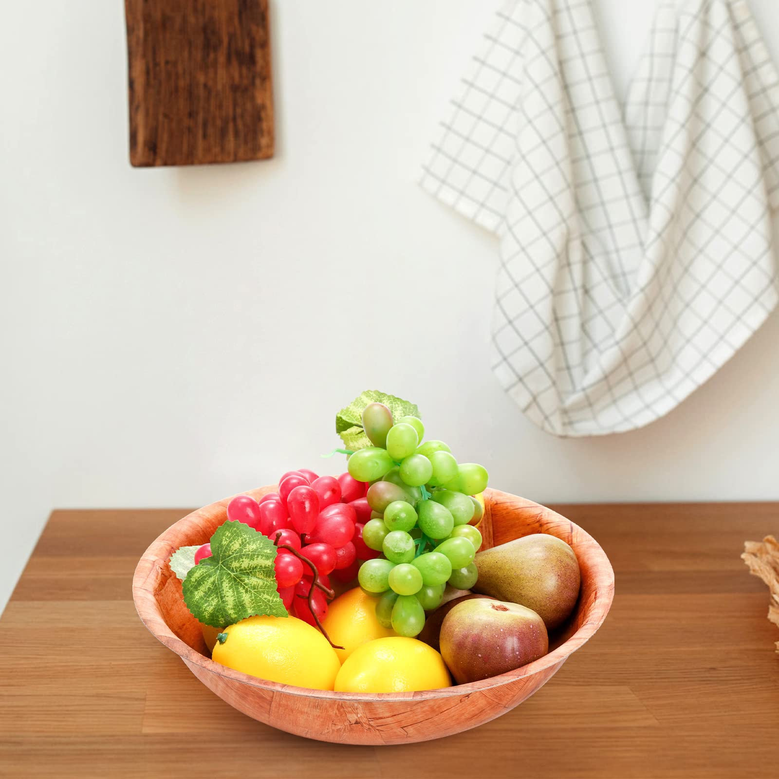 Elsjoy 6 Pack 10 Inch Wooden Woven Salad Bowl, Unbreakable Wood Round Serving Bowl Large Wood Salad Bowl, Reusable Wood Snack Bowls Large Serving Bowls for Fruits, Pasta, Popcorn - Image 5