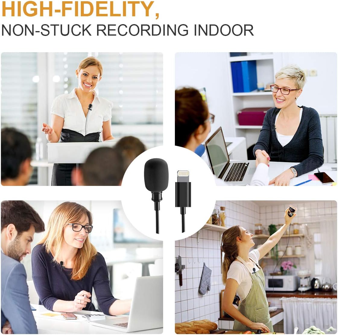 Lavalier Lapel Microphone for iPhone, Eafing Professional Lav Mic for Phone, Clip On Microphone for Recording Podcast/YouTube/Interview/Vlog/Video/Lecture (79in/2m): Home Audio & Theater