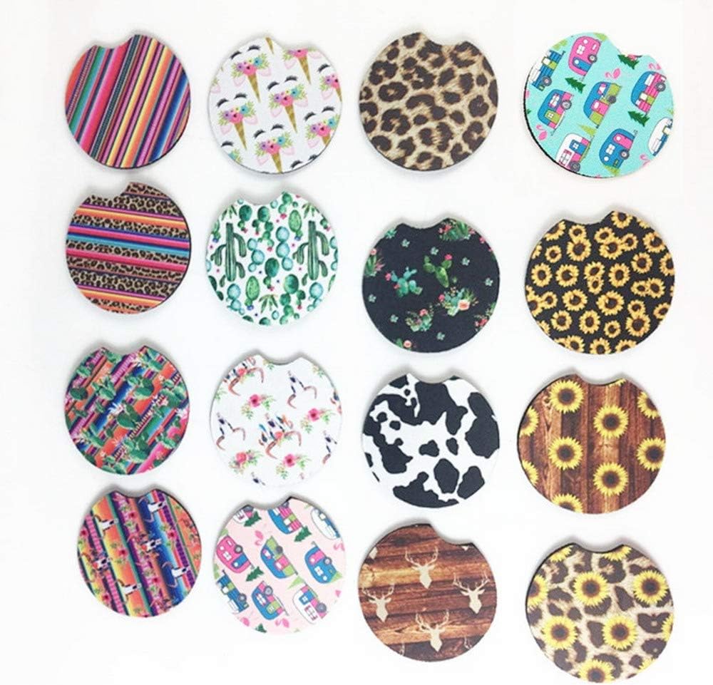 6Pcs Car Cup Holder Coaster Neoprene Car Coasters Contrast Mug Coaster Car Drink Cup Mat for Home Decor Accessories Random 3 Styles