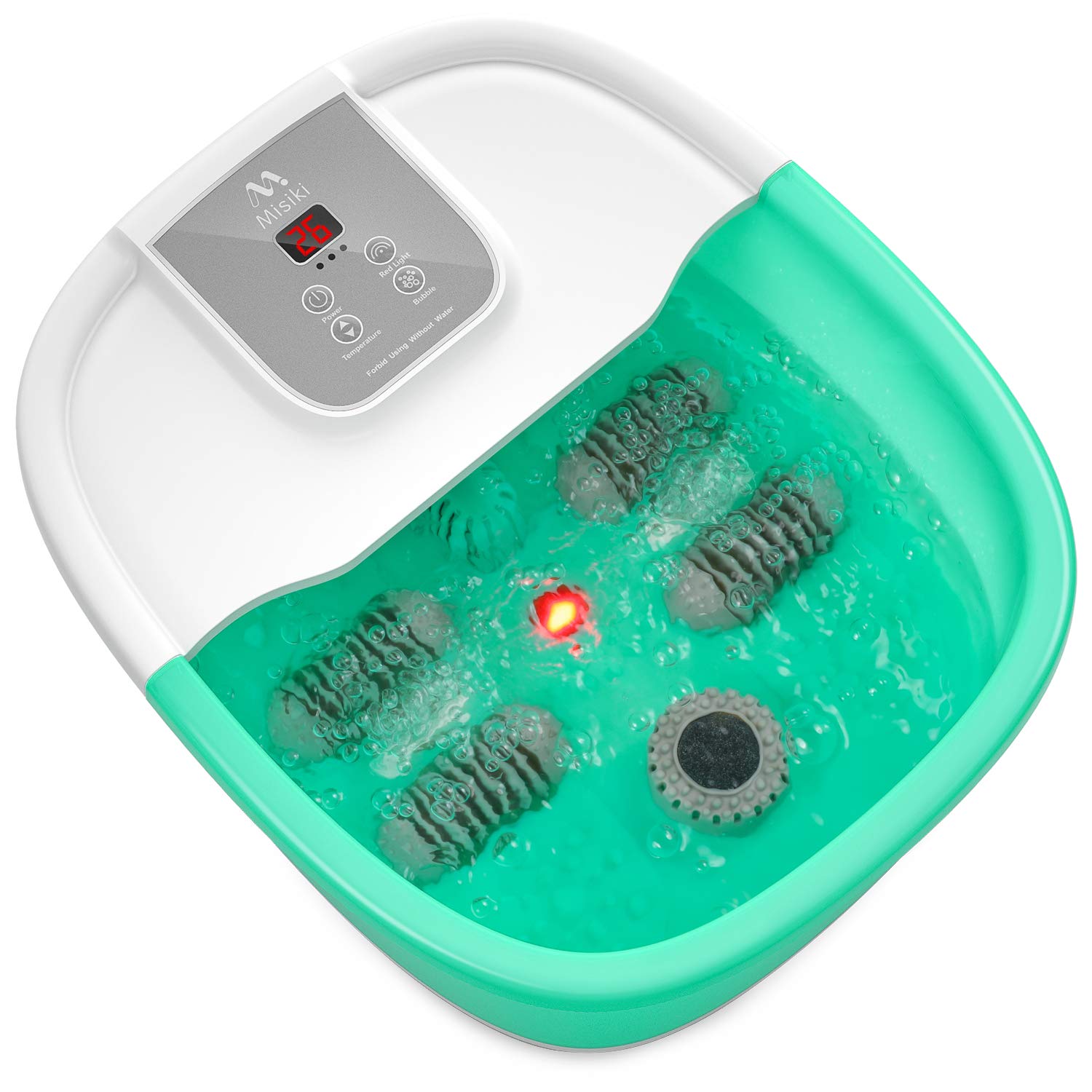 Foot Spa Misiki Foot Bath Massager with Heat Bubbles Vibration Red Infrared Light and Auto Shut-off, 4 Massage Rollers and Pedicure Stone for Tired Feet, Shiatsu Massage to Relieve Stress Muscle Pain: Beauty