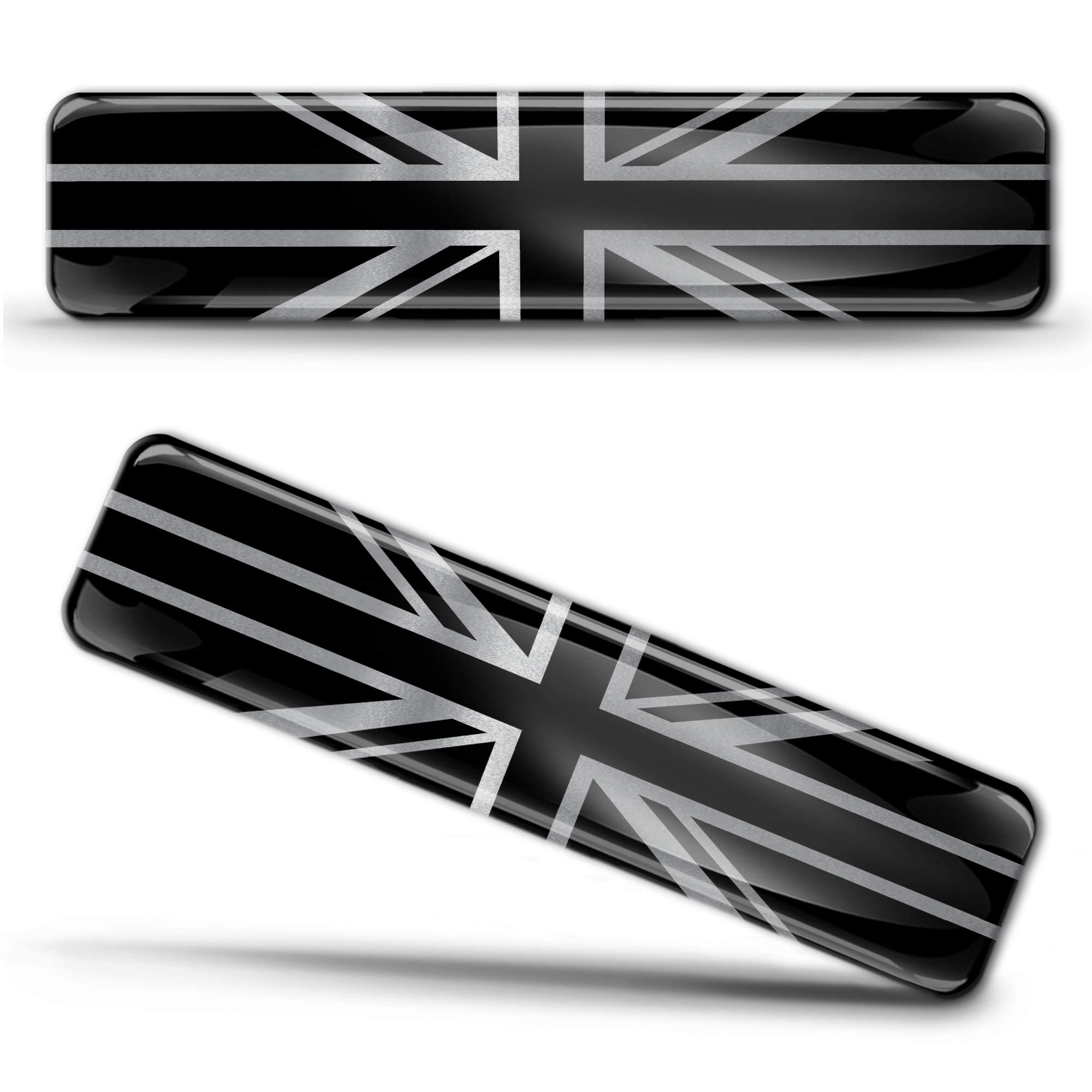 Biomar Labs 2 x 3D Domed Silicone Silver Stickers Decals England UK Union Jack National United Kingdom Great Britain Flag Banner Emblem Car Motorcycle Helmet F 127/2-ka