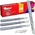 MedHelp 10 PCS Disposable Scalpels #10 - Dermaplaning Tool Scalpel with Plastic Handle, High Carbon Steel Dermablade Blades, Individually Wrapped Sterile 10 Surgical Blades